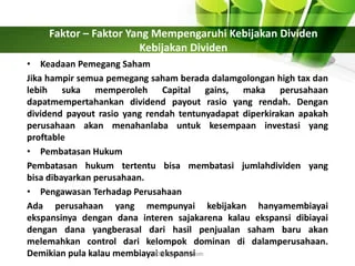 Faktor-faktor yang memengaruhi dividend yield