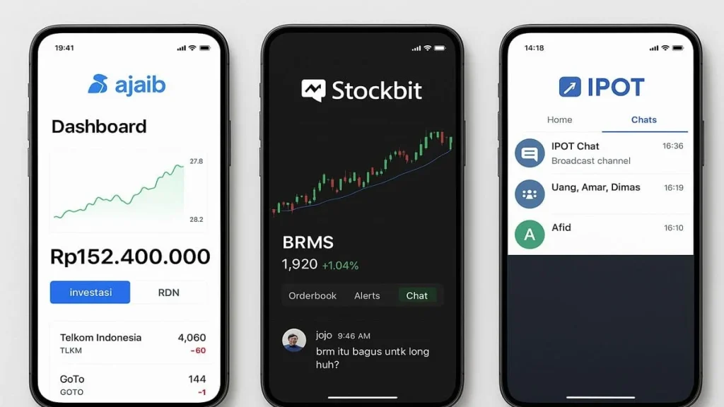 Perbandingan biaya dan fitur utama aplikasi trading saham